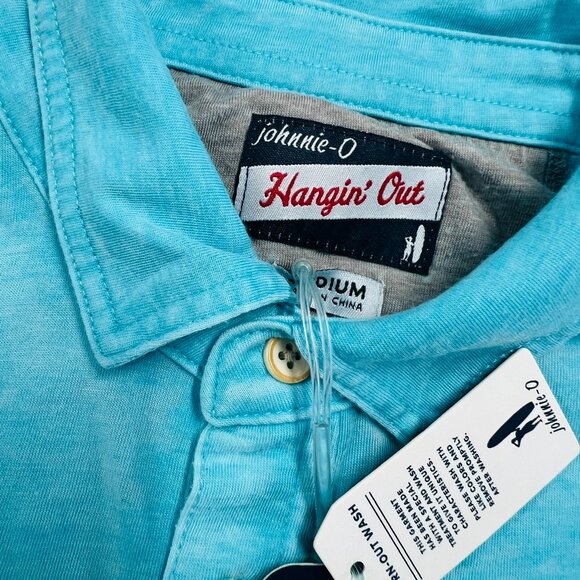 JOHNNIE-O MEDIUM HANGIN'OUT THE LOCAL POLO Short Sleeve Shirt MONTEGO Blue NWT - Picture 3 of 8